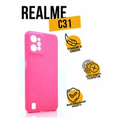 Чехол силиконовый для Realme C31, ярко-розовый
