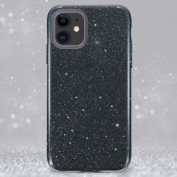 Чехол силиконовый с блестками для iPhone 12, черный
